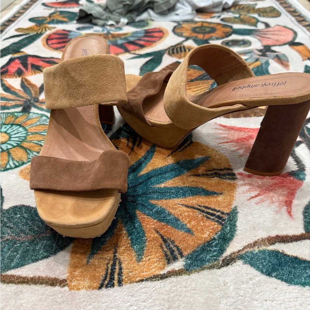 Jeffrey Campbell Tan and Brown Heeled Sandals